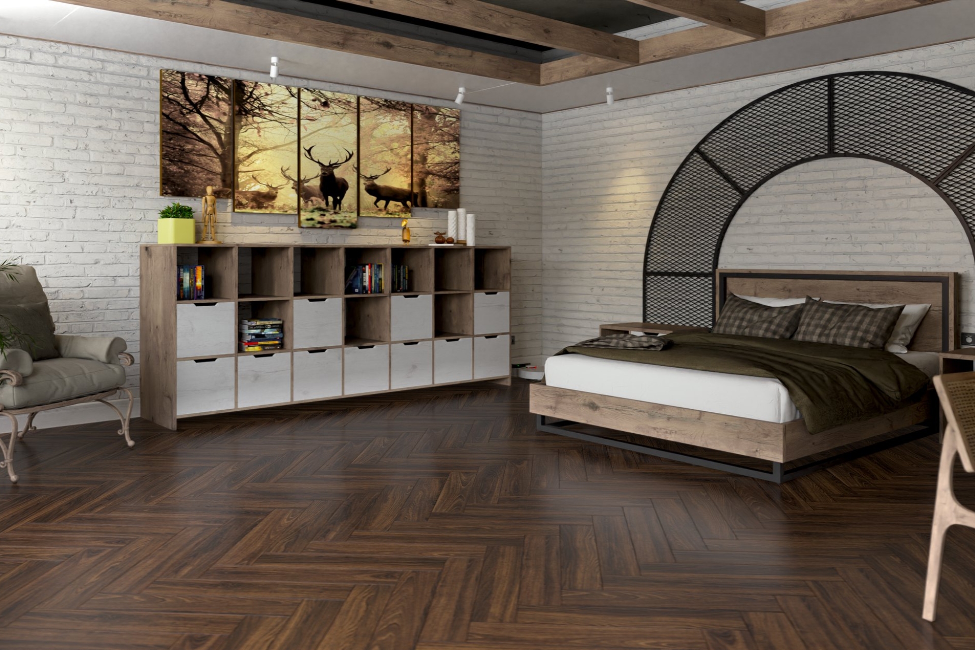 Инженерный паркет «Damy Floor» Каштановый (укладка елочкой) — купить в Симферополе