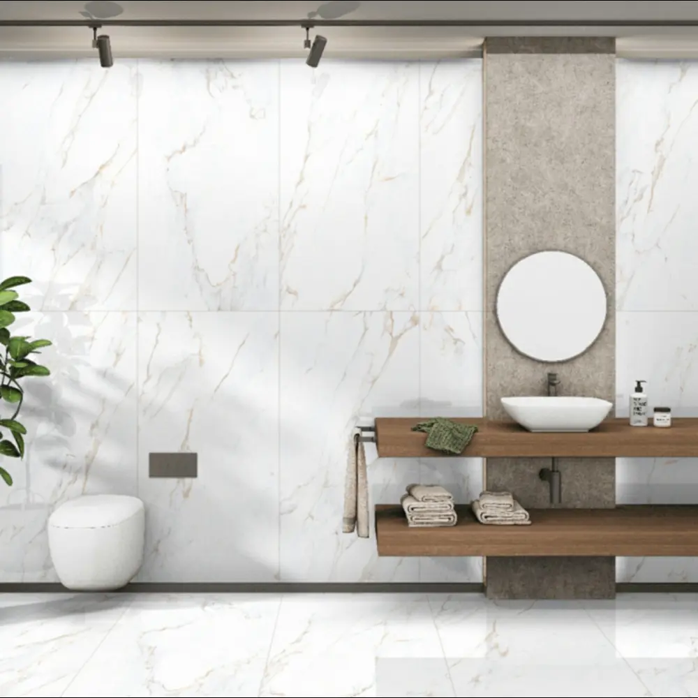 Керамогранит "Sonex" Calacutta cRema Glossy полированный 60x120 см 1.44 м2 цвет белый с бежевыми прожилками — купить в Симферополе